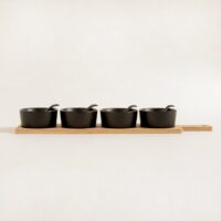 Set x 4 Copetineros Ceramica Bandeja Rectangular con Mango