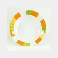 Plato Hondo Blanco Cuadros Colores