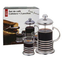 Set Cafetera Embolo + 2 Jarros Base Acero Inoxidable