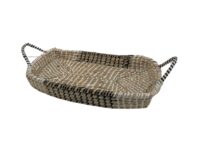 Bandeja Rectangular Seagrass Blanco-Negro
