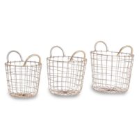 Set x3 Canastos Circulares Metálicos Oro