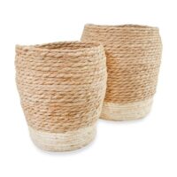 Set x2 Canastos Seagrass Franja Beige