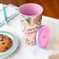 Vasos Estampados con Sorbete - Flores Rosa